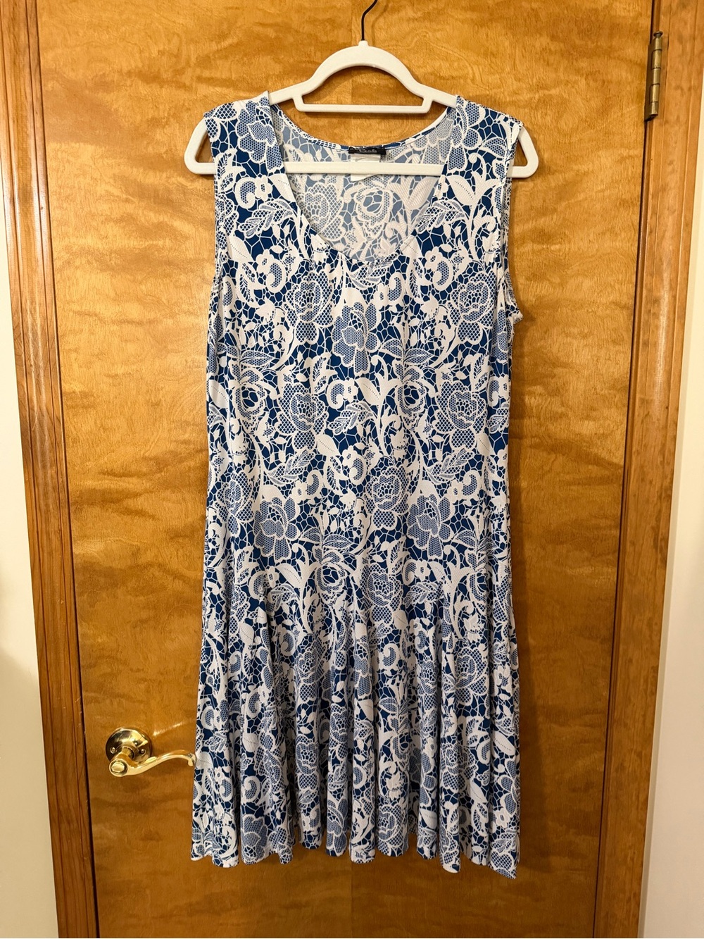 Bali Blue and White Floral Midi Dress